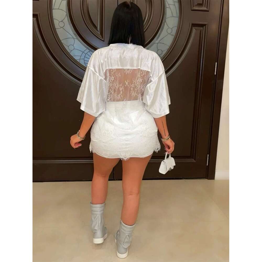 Getspring Women 2025 Spring Summer Lace Ing Perspective Sexy Tshirt Loose T Shirts Tee Shirt Female Top Tshirts