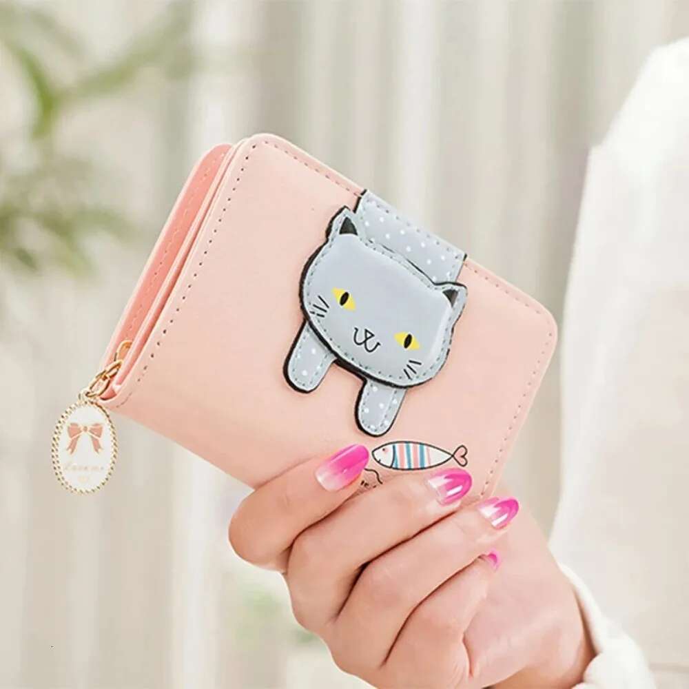 Kitty Purses for Women PU Leather Cute Short Wallets Zipper Coins Bag Women's Wallet Credit Card Holder Female Handbags