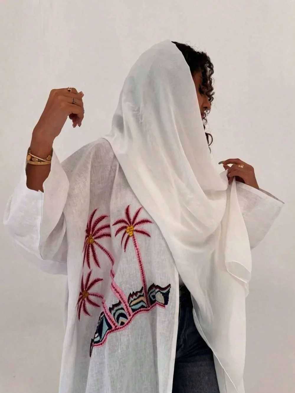 Middle East Open Front Abaya Muslim Full Slve Arabian Embroidery Abayas Turkey Kaftans Loose Islamic Maxi Dress Women Jilbabs X250514