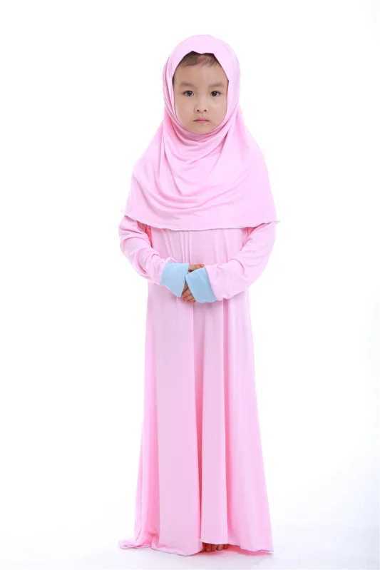Muslim Kids Girls Prayer Dress Hijab Abaya Robe Arab Dubai Children Ramadan Kaftan Headscarf Islamic Eid Party Gown X250514