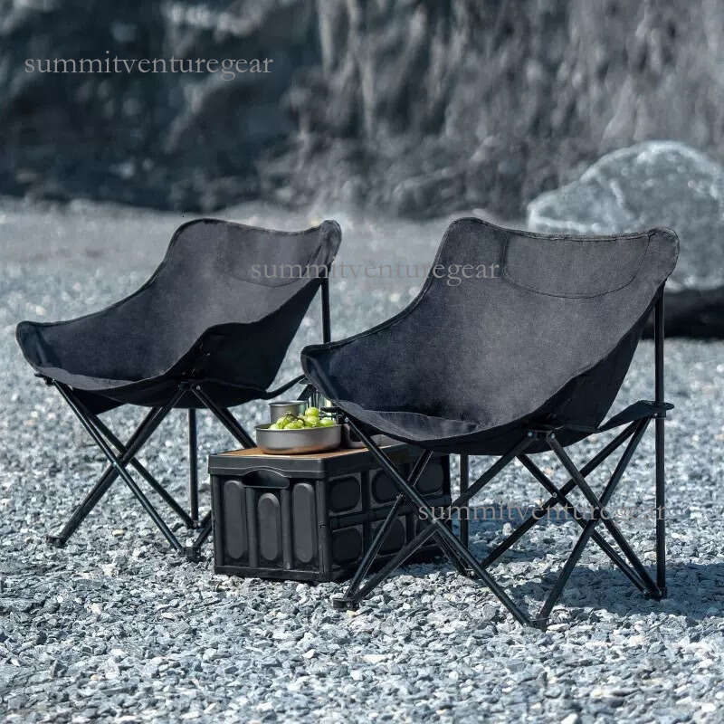 High backrest moon outdoor camping, picnic, barbecue, portable fishing chair, lunch break folding chair