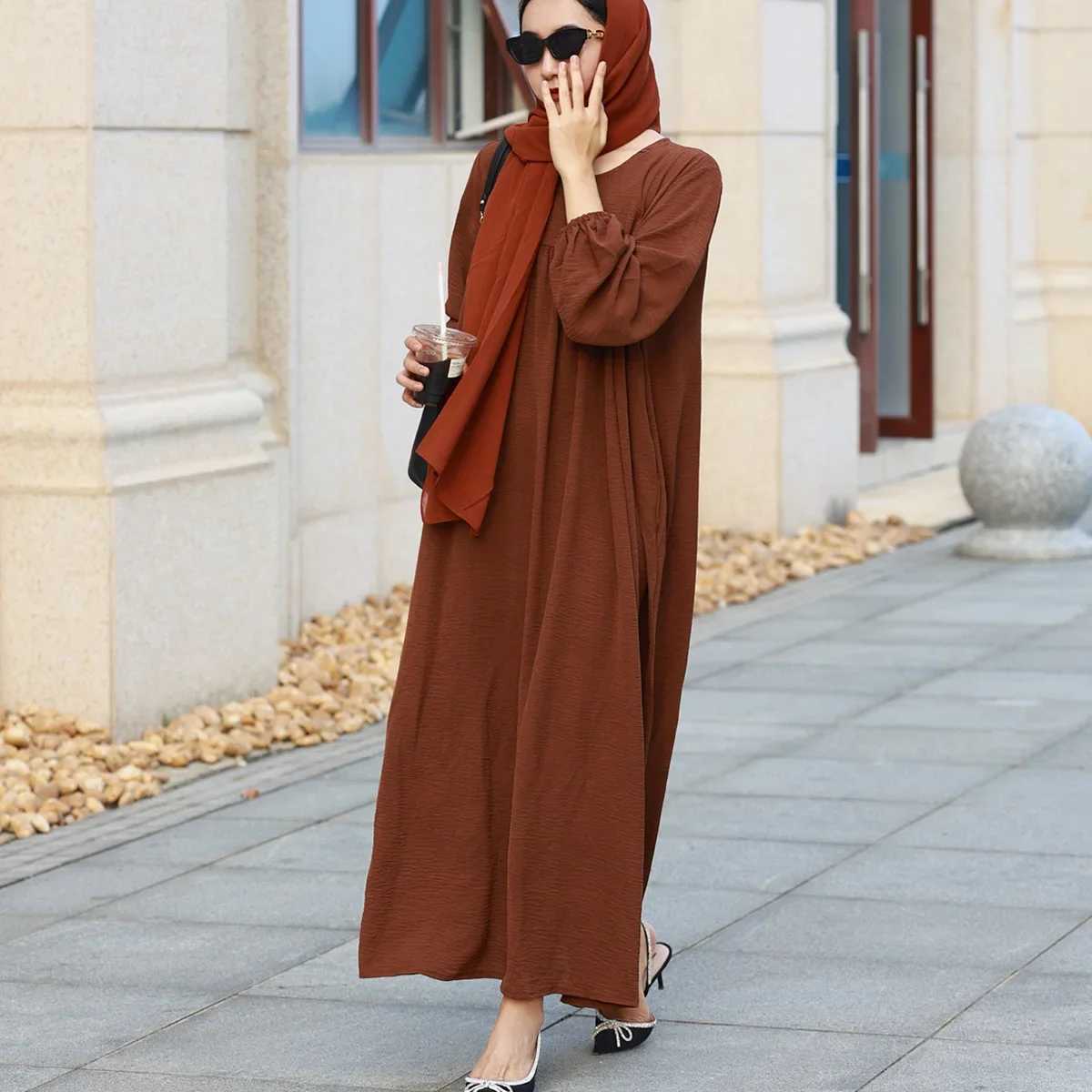 Full Slve Casual Loose Maxi Dress Women Modesty Prayer Long Dresses Abaya Muslim Dresses Ramadan Turkey Robe Islamic Clothing X250514