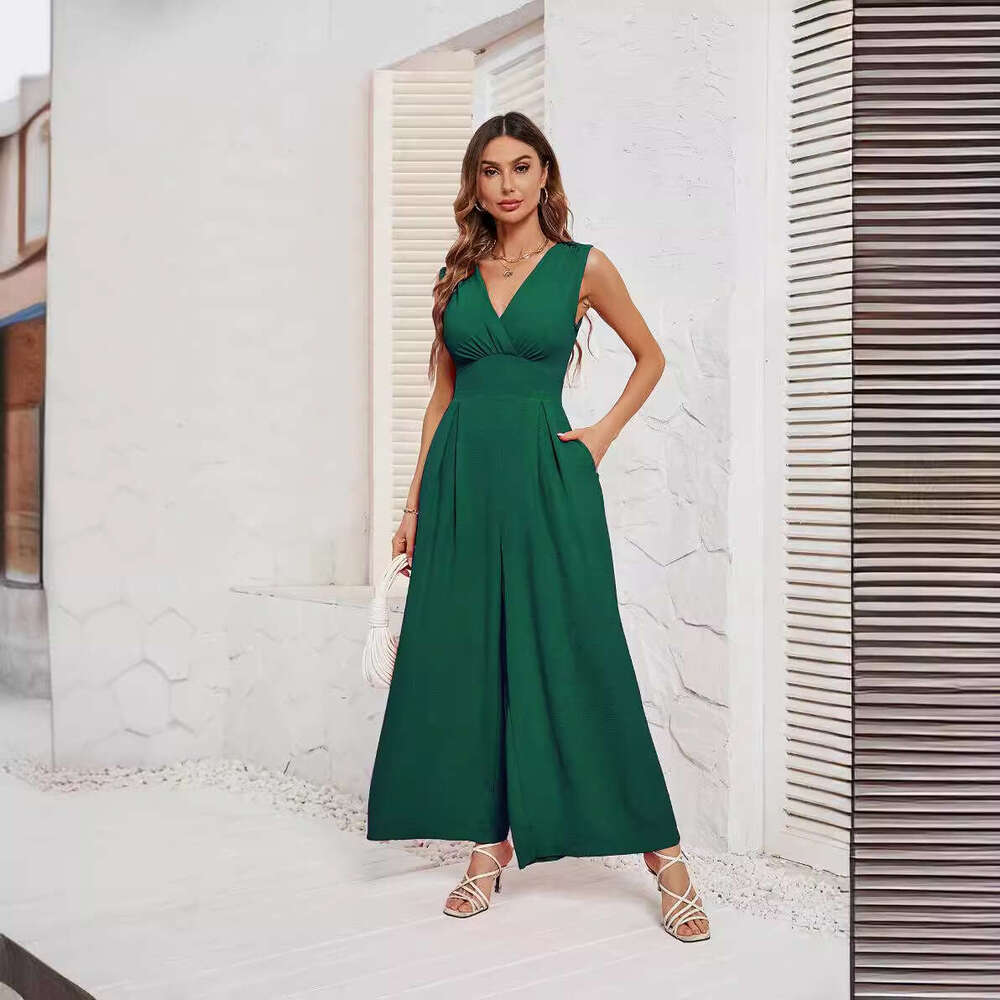 Self Owned Photography Womens Wear 2025 Summer Commuter Fashion Waistband Sleeveless Jumpsuit for Women New Arrival Leisure and Leisure Printing Fashi