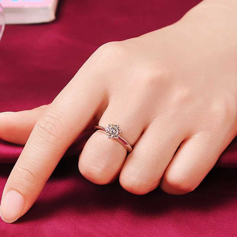 2020 Solitaire 1ct Lab Diamond Ring 100% Real 925 sterling silver Engagement Wedding band Rings for Women Bridal Party JewelryXJ250514