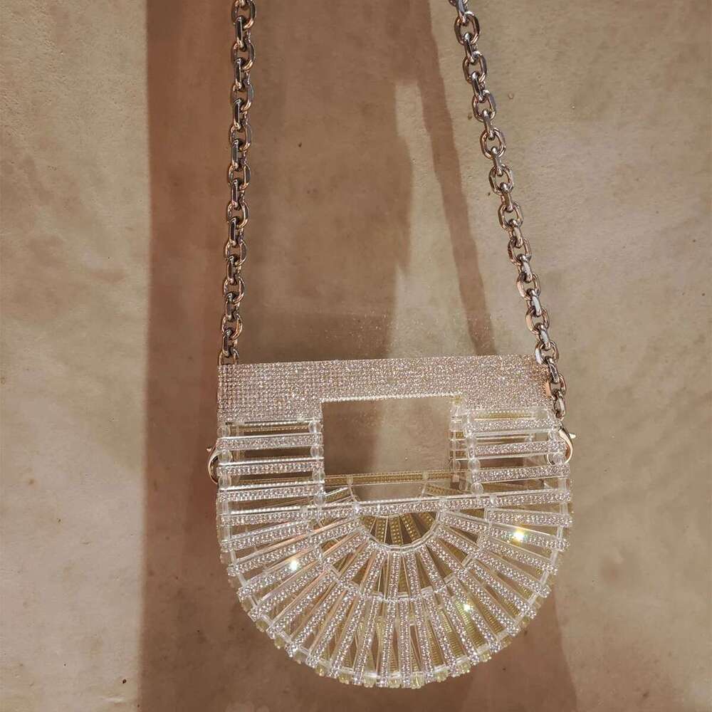 JIOMAY Half Moon Rhinestone Purse Designer Handbags Clutch Evening Mini Basket Bling Tote Bag Crystal Wedding Bags