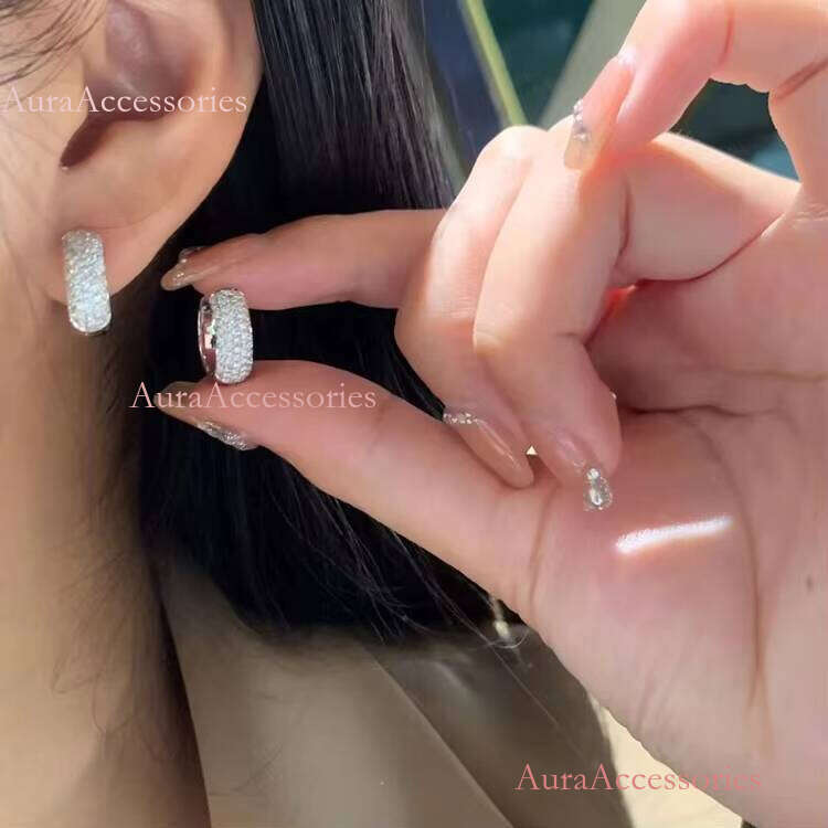 Amazing Gift 5 Rows Iced Out Moissanite Dias 10K Solid Gold Earring Cuffs Fine Jewelry Earrings Women