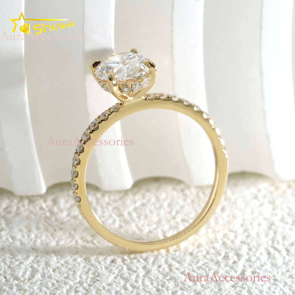 Oval Cut G VVS2 IGI Lab Grown Dias Engagement Ready to Ship Fine Jewelry 14K Solid Yellow Gold Rings with Certificate