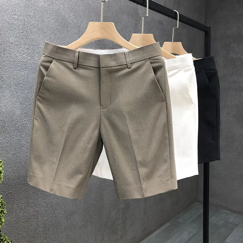High-End Light Business Suit Shorts Mens White Slim Straight Shorts Mens Summer Thin Casual Shorts 250513