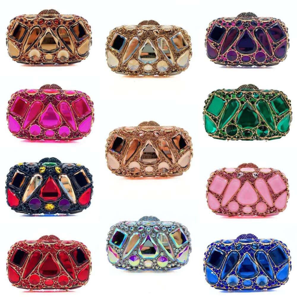 Red XIYUAN Women Crystal Clutch Purse Bag Evening Bags Wedding Bride Rhinestone Purses For Party Dinner Dia Handbags