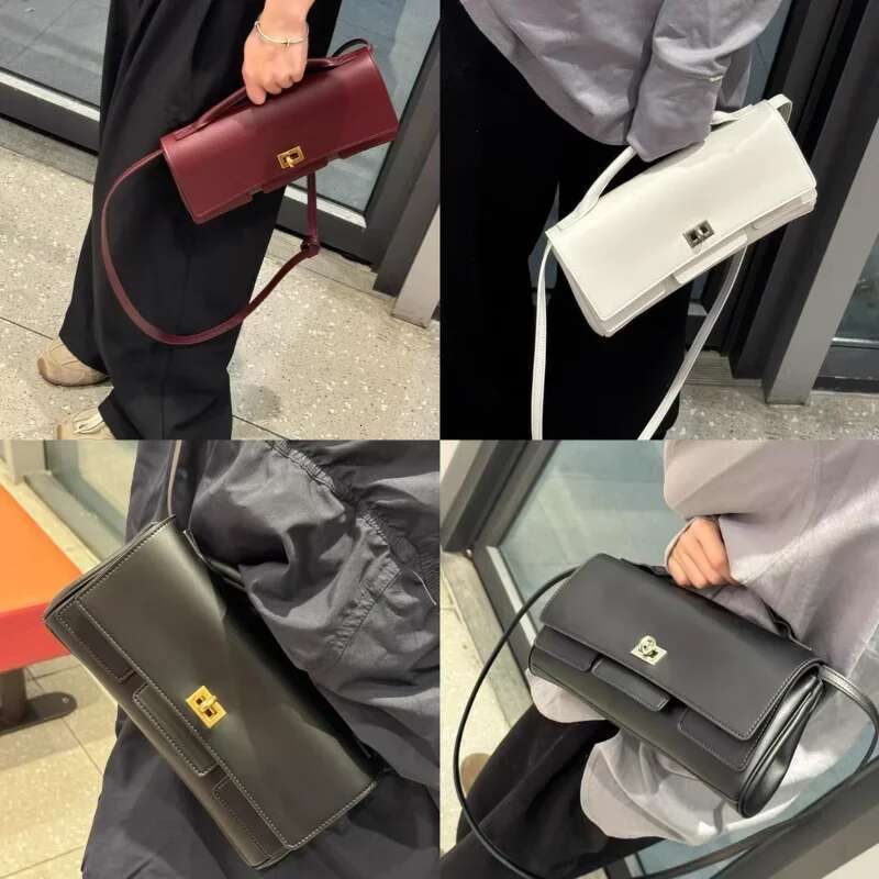 Brand Lock Design Clutch,Soft Cowhide Shoulder Messenger Bag,High-End Horizontal Hand-Held Motorcycle Bag,Women Underarm Bag