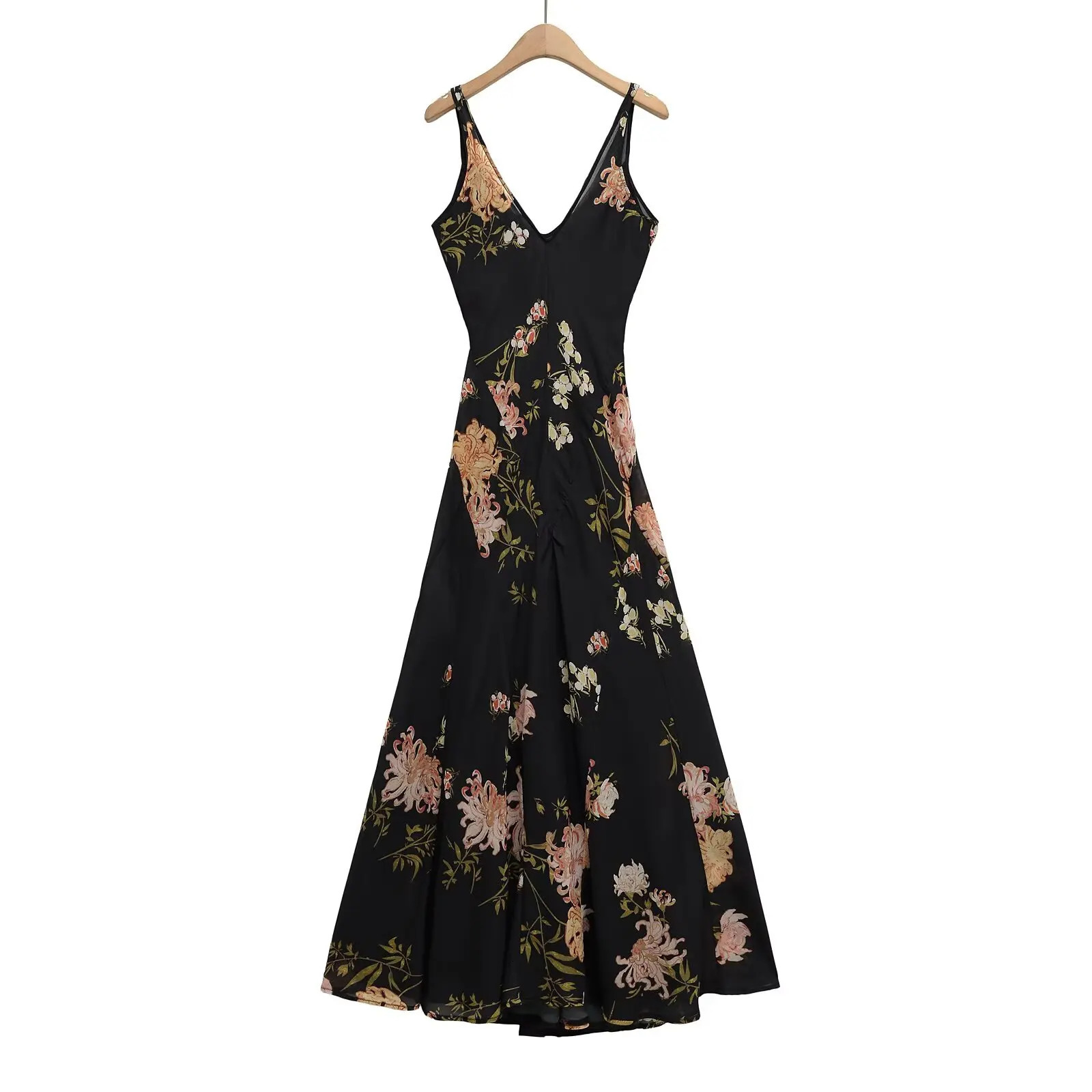 European and American style printed holiday temperament suspender dress 250514