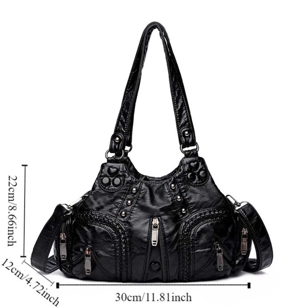 PU Leather PU Shoder Bag Style Large Capacity Underarm Bag French Style Solid Color Motorcycle Handbag Z250514