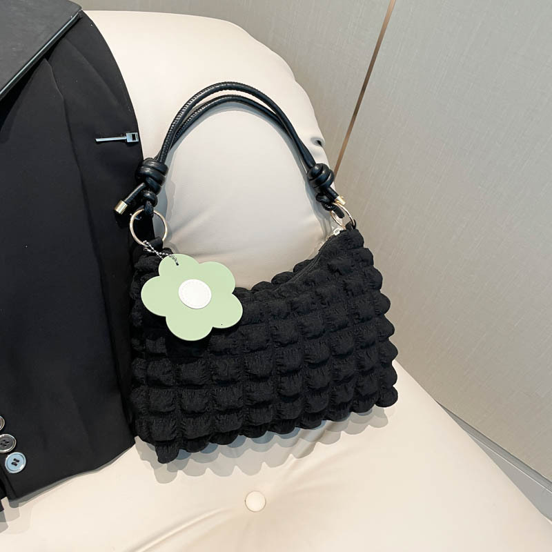 Free Delivery Designer Bag Bubble Flower Cylinder For Women 2025 Japanese And Korean Girl Texture Single Shoulder Handheld Bento Shopping Bag Luxury B