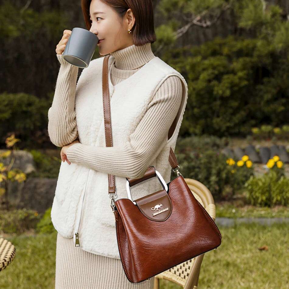 Designer Handbag Purses For Women 2024 Female Oil Leather Branded Shoulder Crossbody Messenger Tote Bag Small Fashion Sac