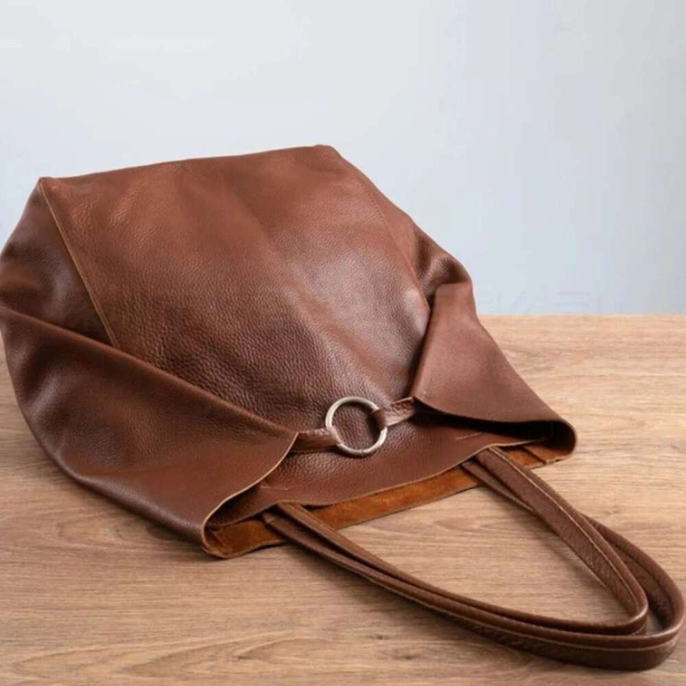 Retro 2 Set Shoulder High Capacity Tote Bags Metal Button Handbags Solid Color Multifunction Beach Bag For Ladies