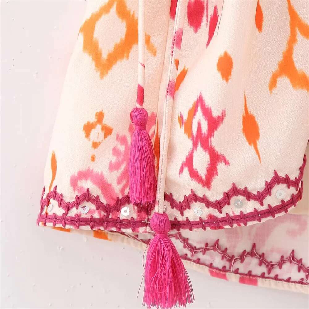 UNIZERA Autumn New Women's Fashion Versatile Sexy V-Neck Sleeveless Embroidery Beaded Print Short Top