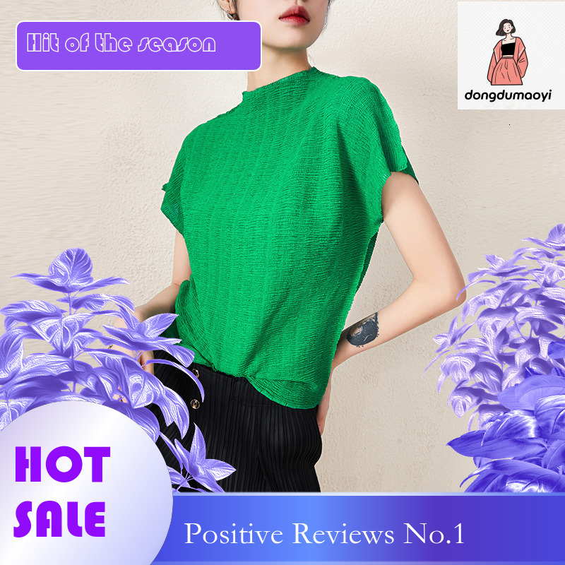 dongdumaoyi Design sense: niche, loose, casual, heavy, textured, pleated, high-end pink t-shirt, women's short sleeved, 2023 summer