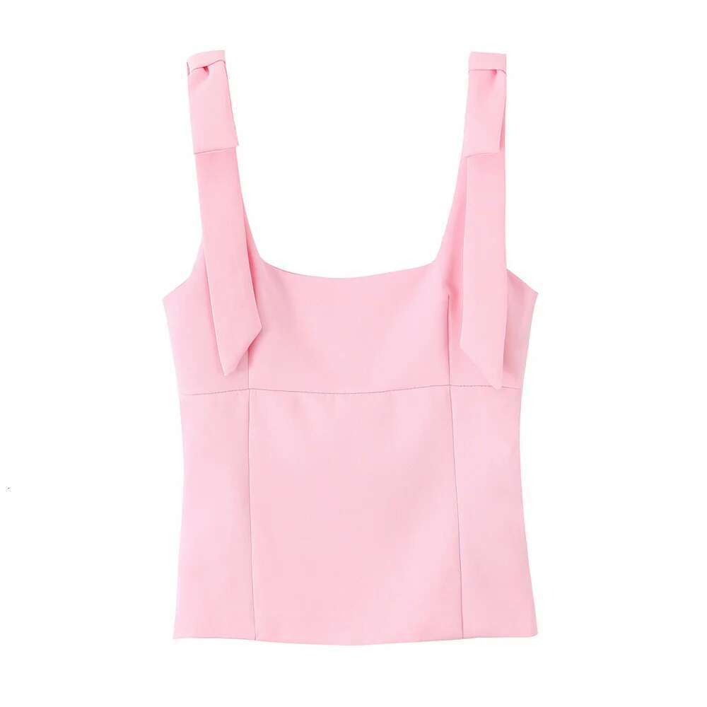 PB&ZA 2025 Women's Multi Colored Square Neck Crop Tops Bow - Straps Design for a Cute and Stylish Look