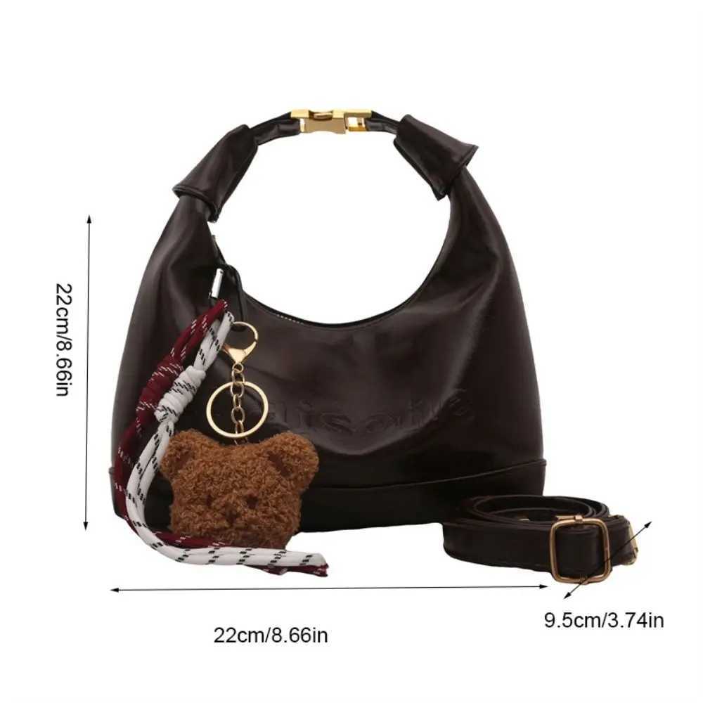 Zipper Bost Crossbody Bag Korean Style Solid Color PU Leather Shoder Bag with Pendant Dumpling Bag Wens Handbag Lady Z250514