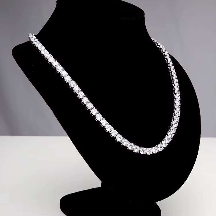 Sier white rose gold ice plated CZ jewelry tennis necklace men's women's hip-hop network chain