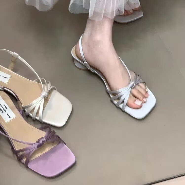 Designer sandals Open toed high heels, square toe 2025 skirt, thick heel sandals, women's hundred French style new style, beautiful and gentle to