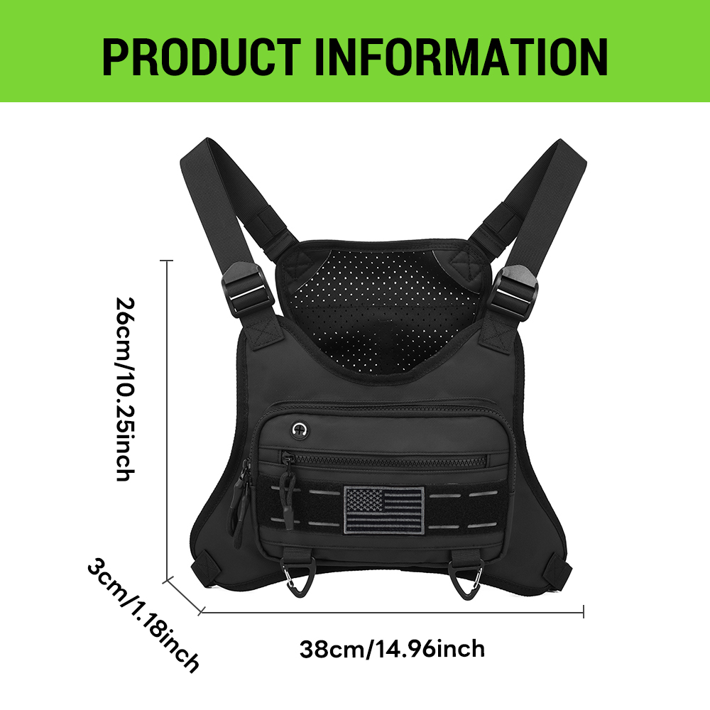 Outdoor Sports Chest Bag for Men, Chest Vest Holster Fits Most Pistols, EDC Travel Chest Pack for Running, Hiking | 557
