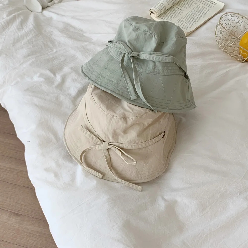 Casual Fisherman Hat Windbreak Rope Sunscreen Hat Solid Color Summer Outdoor Sunshade Basin Hat Lace-up Thin Tie Bucket Cap 250514