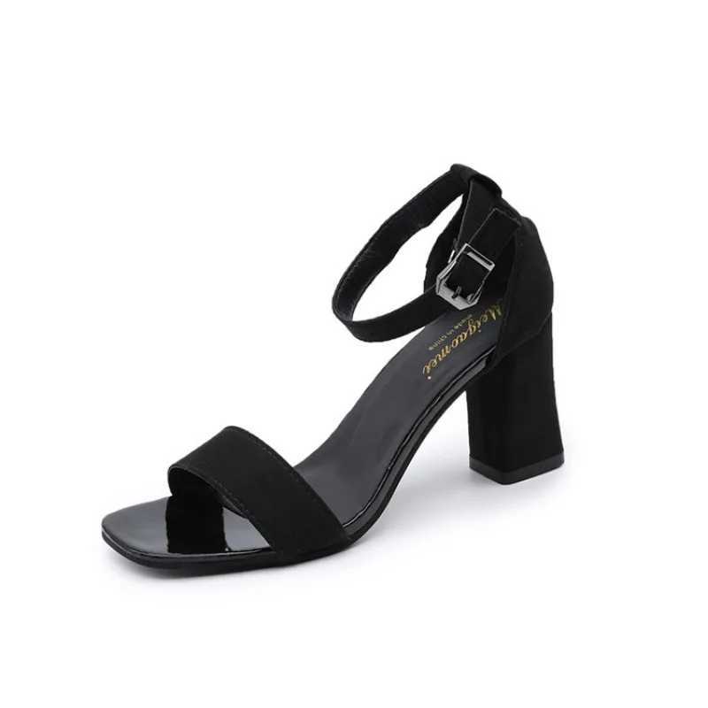Womens 2025 Summer Fashion Sandals Medium High Heel Plus Size 34-42 Outdoor Sandals Elegant Bridal Buckle Strap Wedding Shoes W250514