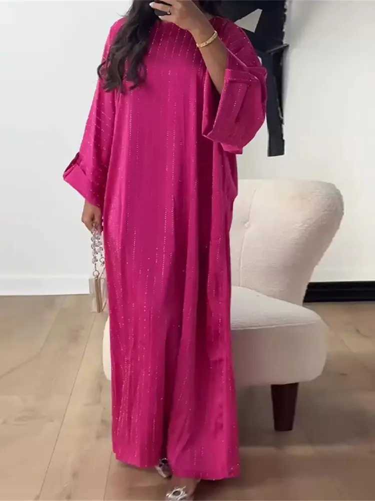 Ramadan Eid Satin Batwing Abaya Dubai Luxury Elegante Muslim Kaftan Dress Abayas For Women Ka Robe Femme Musulmane Vestidos X250514