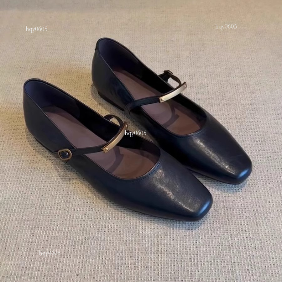 Top brand high-quality new-style designer French buckle Mary Jane women's new square toe flat sole single shoes, low heel small leather shoes, ne