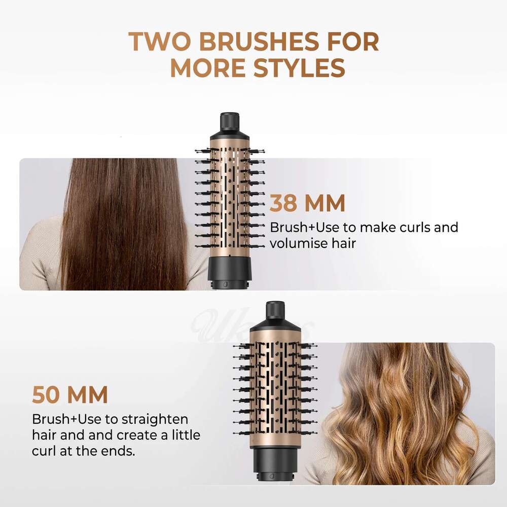 Rotating Hair Brush, 3 in 1 Round Hot Air Spin Set, Volumizer Blow Dryer Brush with 2 Brushes