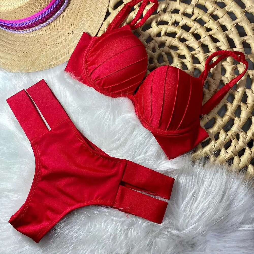 Sexy Waist Swimsuit Brazilan Bikini Set Swimwear for Women High Leg Push Up Two Piece Bathing Suits Summer Female