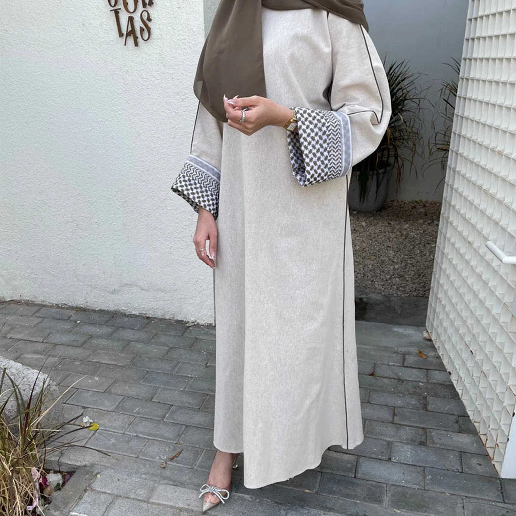 2024 Latest Panestine Kefiyyeh Printed Abaya Ramadan Eid Closed Abaya Dubai Women Muslim Dress Modest Islamic Clothing Robes X250514