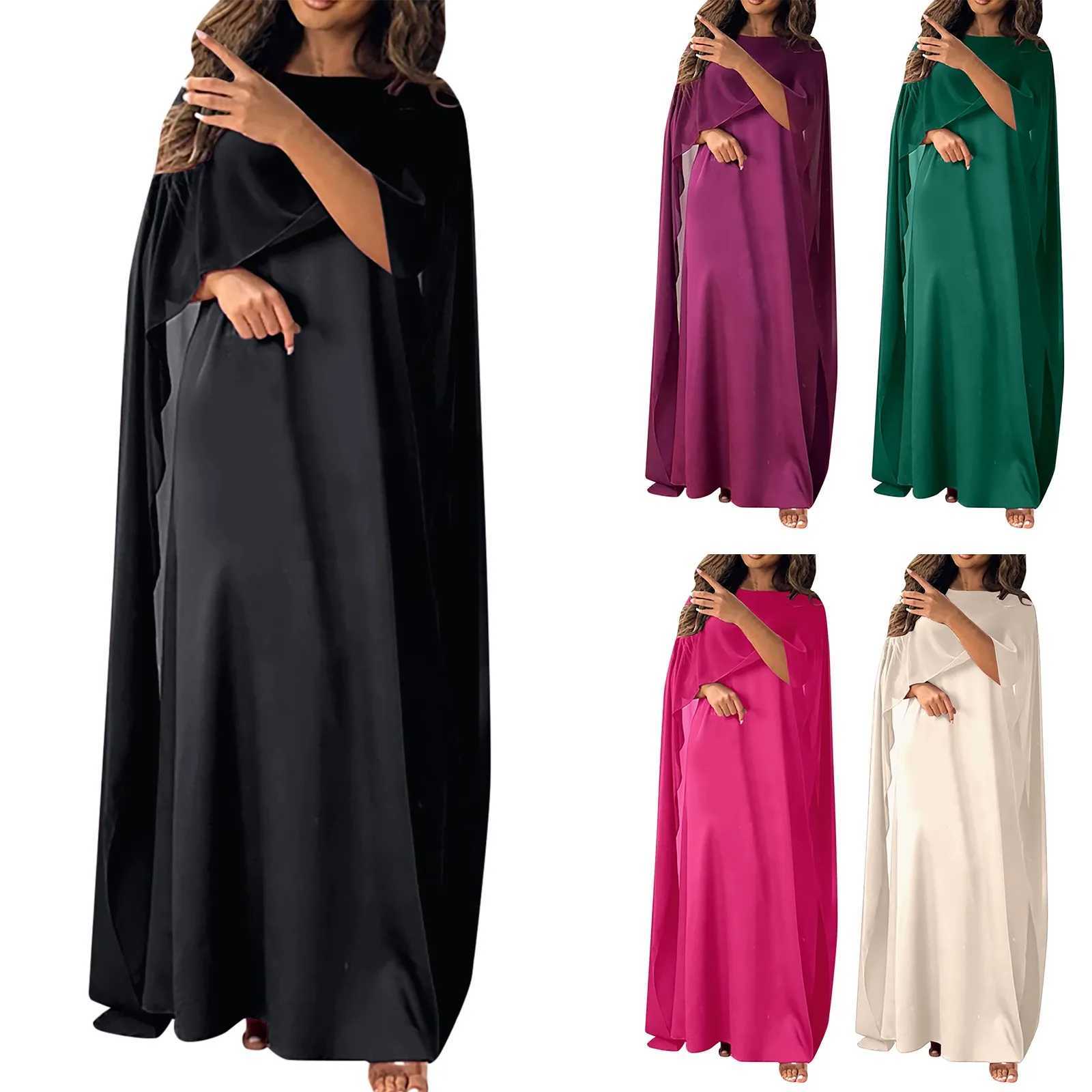 Shinny Satin Dress Women Loose Long Batwing Slve Muslim Dress Luxury Elegant Women Islamic Clothing Solid Oversized Robe X250514