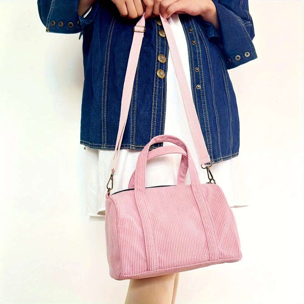 Cute Corduroy Crossbody Bag For Women Small Washable Reusable Shopper Tote Wallet Travel Handbag Designer Girls