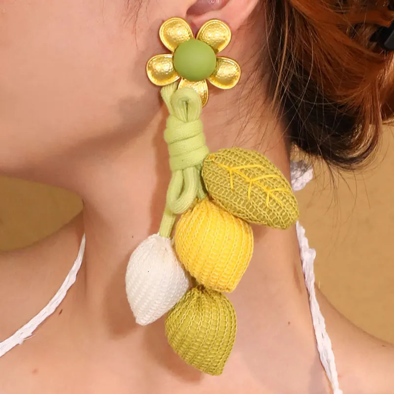 Statement Flower Fruits Dangle Earrings Exaggerated Earrings Handmade For Women Wedding Party Jewelry 250514