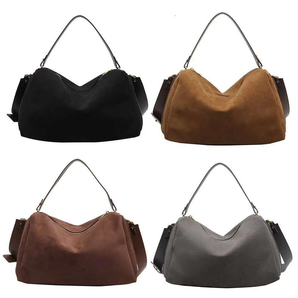 Women Suede Tote Large Capacity Shoulder Adjustable Strap Crossbody Slouchy Bag Daily Casual Fashionable Shoppingbag