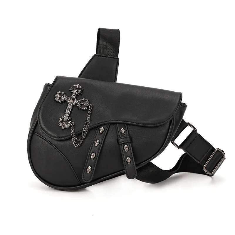 Annmouler Fashion Men's Handbag Saddle Purse Pu Leather Shoulder Designer Crossbody Cool Chest Bag
