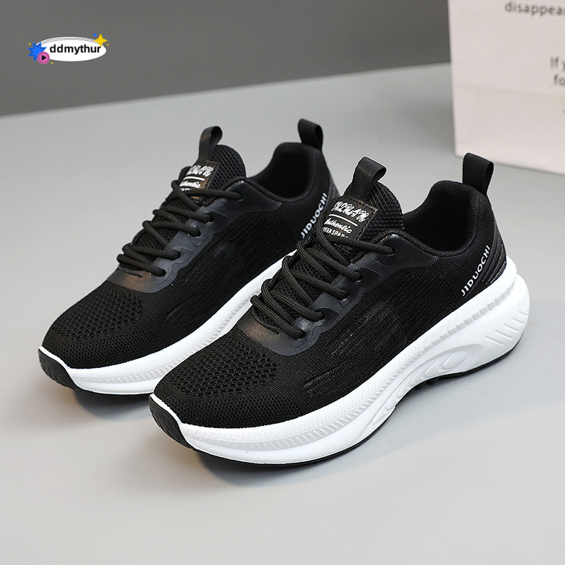 Women's white thick soled comfortable running fashionable and trendy, breathable sports shoes, women's shoes ddmythur