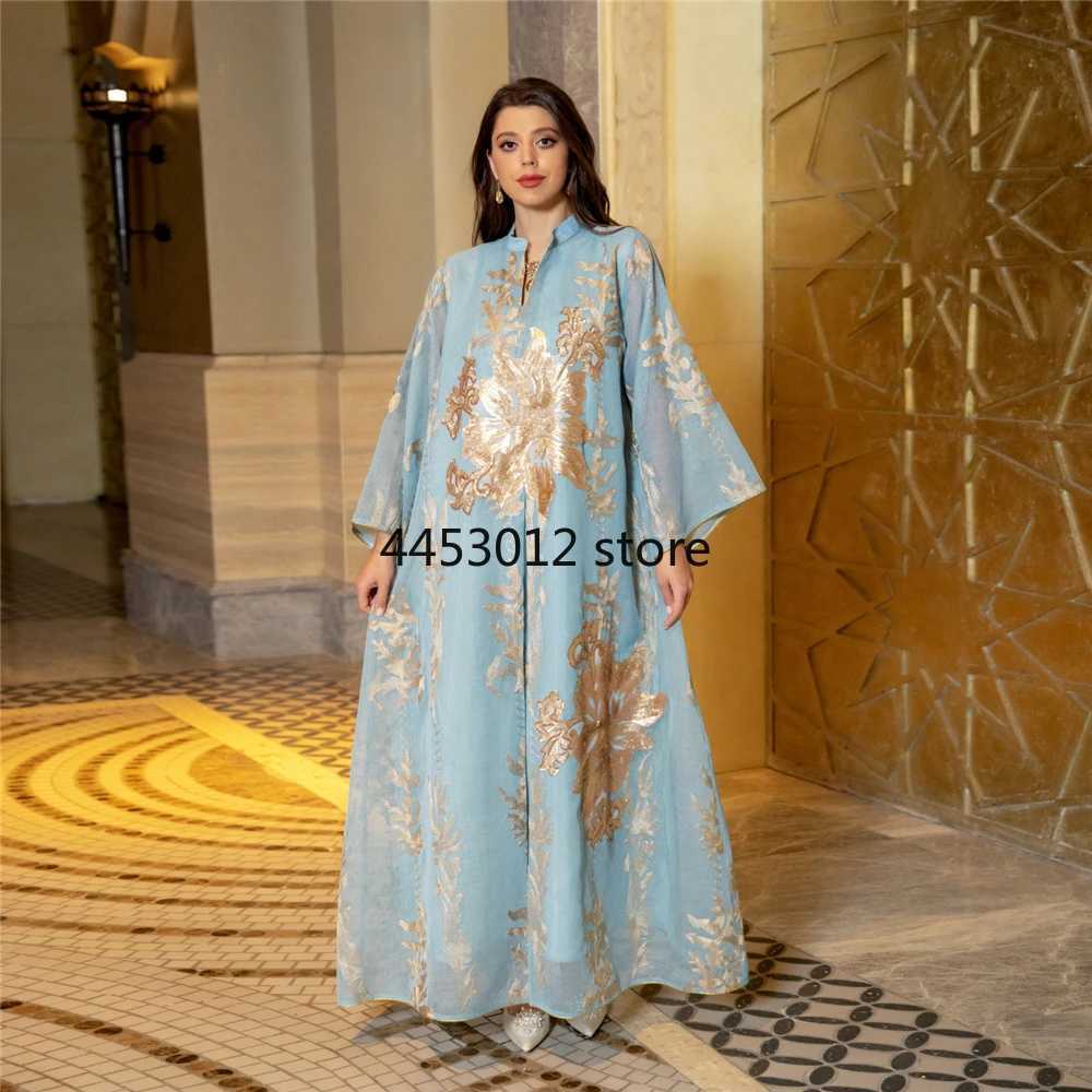 Muslim Abaya Dress Dubai Ramadan Sequins Floral Embroidered Moroccan Caftan Women Evening Gown Eid Djellaba Jalabiya Vestidos X250514