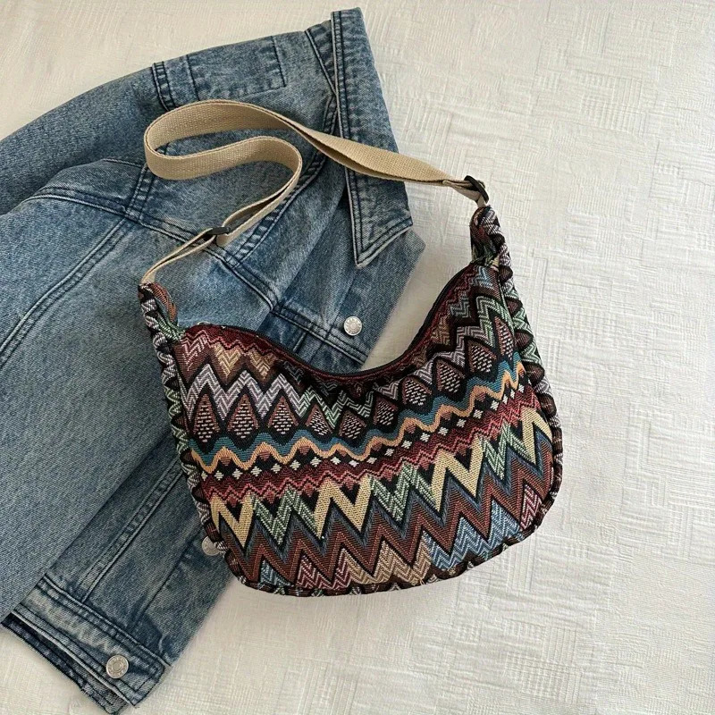Bohemian Style Crossbody Bag Large Capacity Stylish Chest Dumpling Backpack Heavy Canvas The Shoulder Strap Adjustable 250514