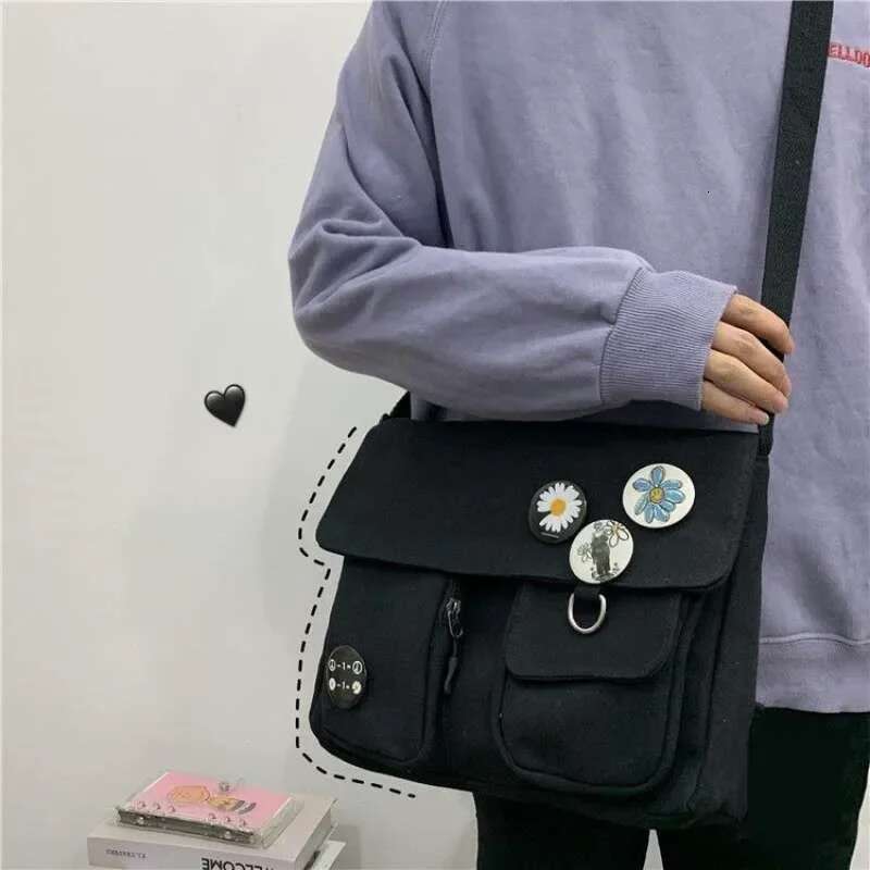 Canvas Youth Fashion Diagonal Crossbody Bag Casual Version Ladies Large Capacity Shoulder Solid Color Women Messenger Bags