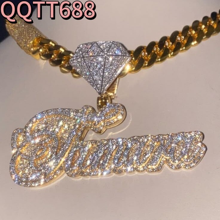 2025 New Arrival Hip Hop Custom Name Pendant VVS D Moissanite Custom Jewelry 925 Silver Sparkling Pendant Necklace