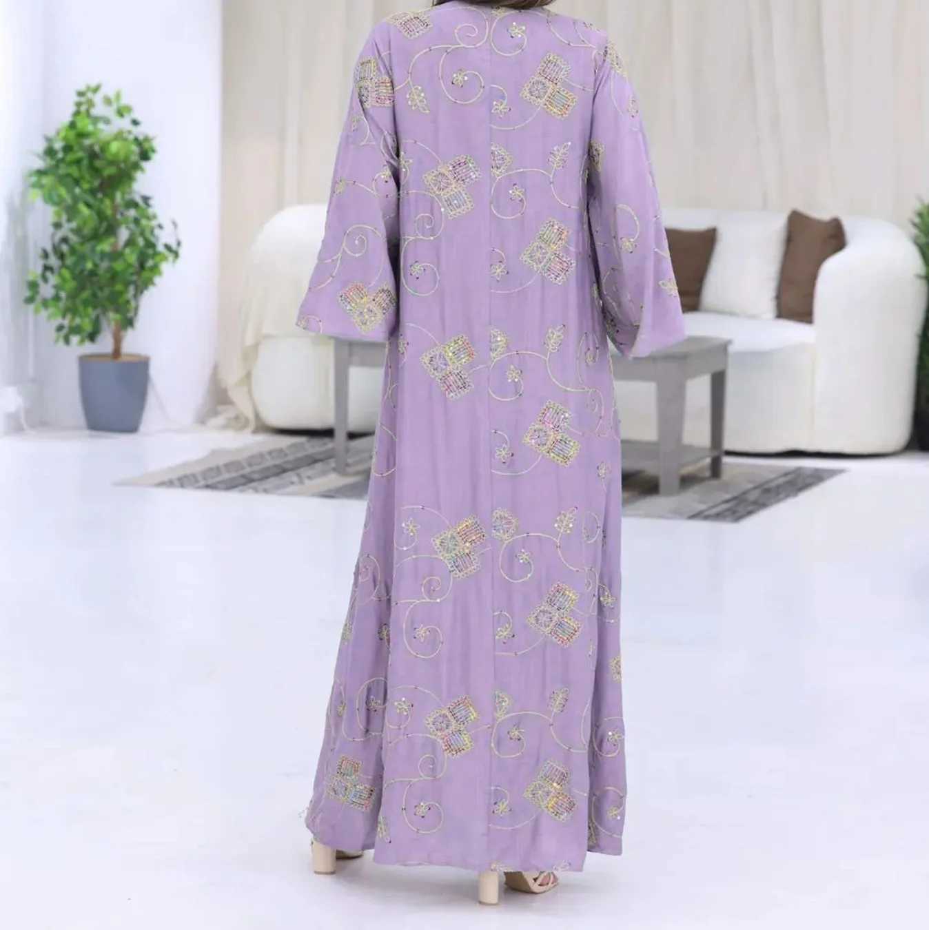 Fashion Sequin Abayas Maxi Evening Party Long Slve Turkey Dress Muslim Women Dubai Kaftan Islam Clothing Wedding Plus Size New X250514