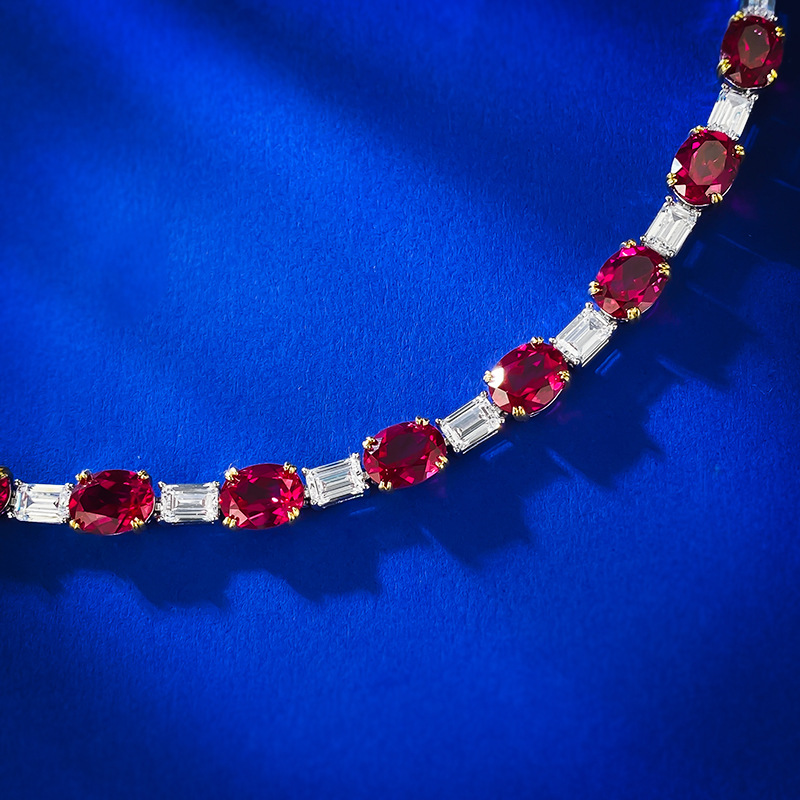 2025 Choucong Gorgeous Noble Lady Wedding Bracelets Sparkling Luxury Jewelry Genuine 100% S925 Sterling Silver Oval Cut Ruby Lab Moissanite Diamond Wo
