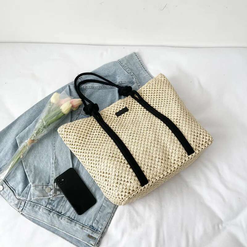 Elegant Ladies Straw Woven Handbag Women Holiday Beach Bag Casual Shopper Tote Top-Handle Fashion Underarm Shoulder Bags