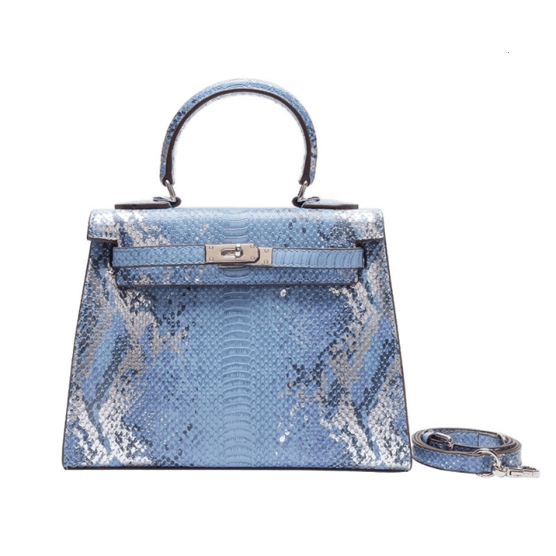 Designer Pack Hong Kong Snake Patterned Light Luxury Leather Kelly For Women Fashionable Handbag Crossbody Style Women S Bag Free Shipping
