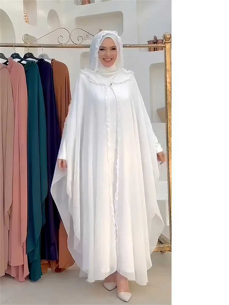 Ramadan Chiffon Muslim 2 Piece Khimar Abaya Set Islam Hijab Dress African Dresses For Women Ka Robe Femme Musulmane Kaftan X250514