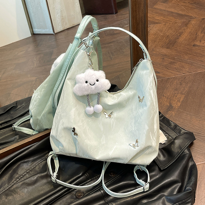 Free Delivery Designer Bag Leisure Soft Surface Large Capacity Butterfly Decorative Shoulder 2025 New Fashionable Commuting Backpack Multi Purpose Tot