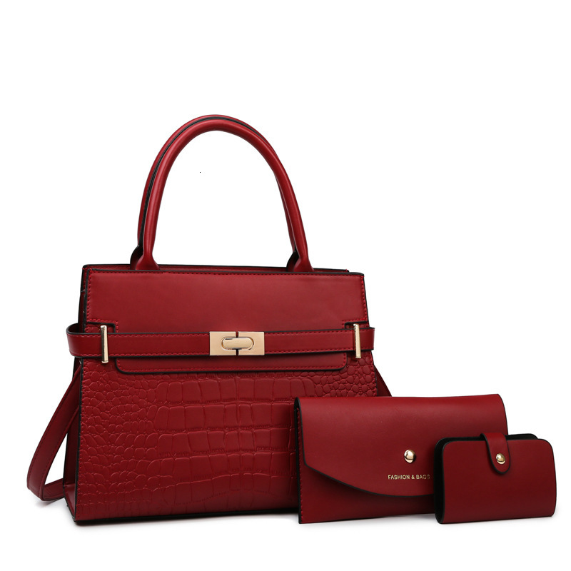 Designer Pack New Women S One Shoulder Handheld Crossbody Texture Crocodile Pattern Three Piece Set Mother Bag Free Shipping